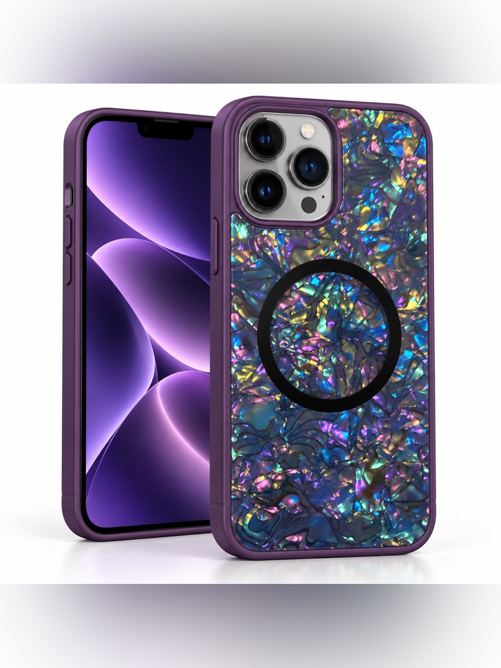 Jefonha iPhone 13 Pro Max Magnetic Case – Elegant Purple Iridescent Shell